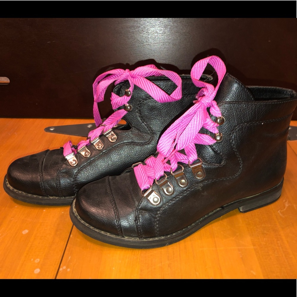 Shoes with pink laces